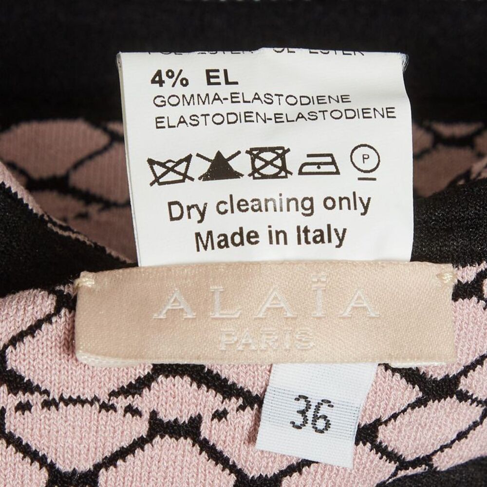 Alaia Black/pink Vienne Pattern Stretch Knit Top S - Picture 4 of 5